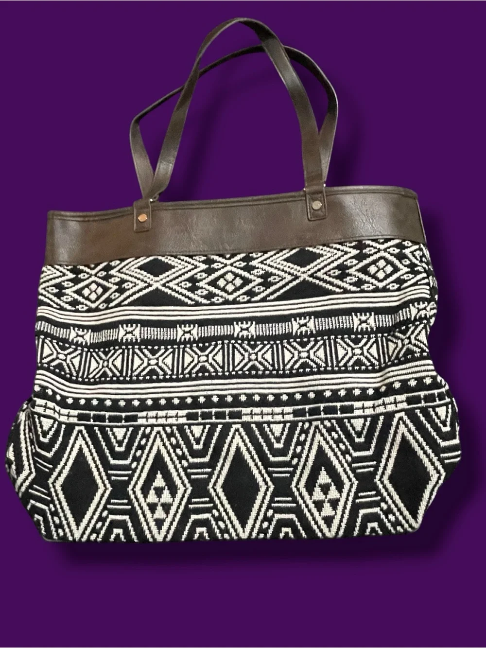 Thirty-One Jewell Rio Weave Tote & Matching Zipper Pouch Set Boho Aztec